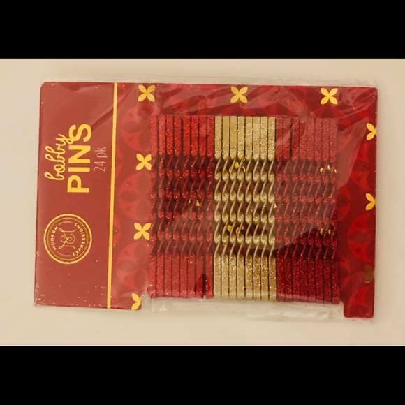 New Red Gold Glitter 48 Bobby Pins 2” Long Valentine’s Day main image 8